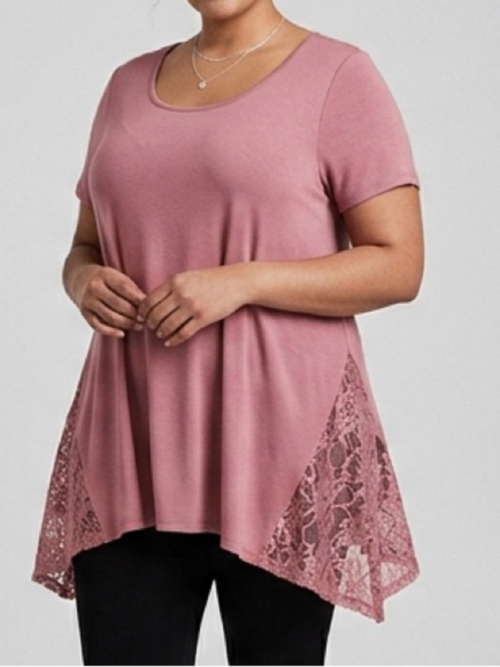 Torrid Super Soft Knits Mauve Lace Accent Tunic Top - Size 1